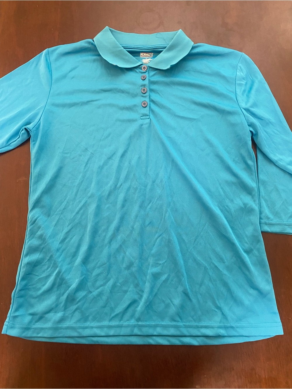 Womens Teal Polo Shirt - Lightweight Short Sleeve Size Large Kobalt